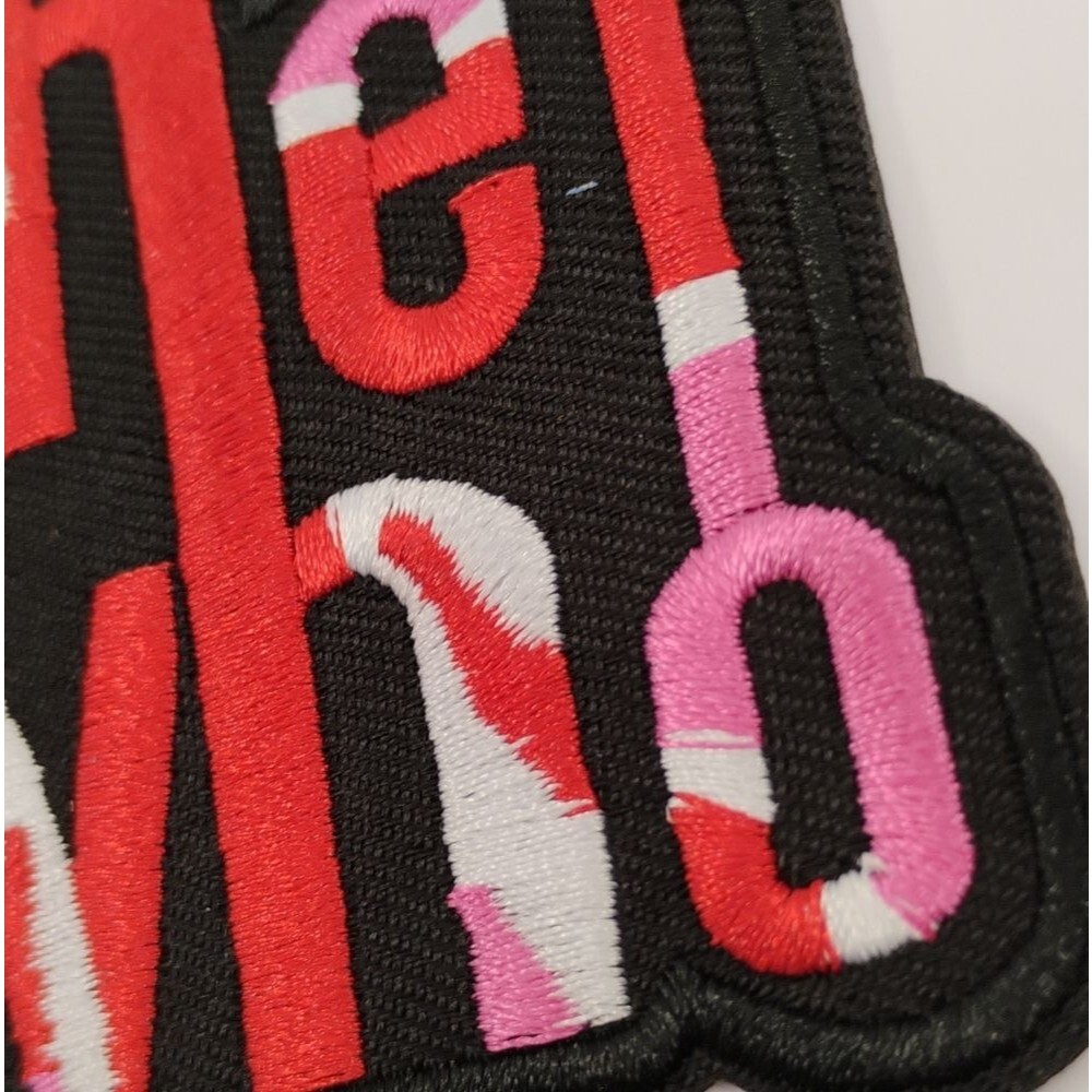 The Who Iron On Embroidered Patch Pink and White on Black background - Picture 4 of 10